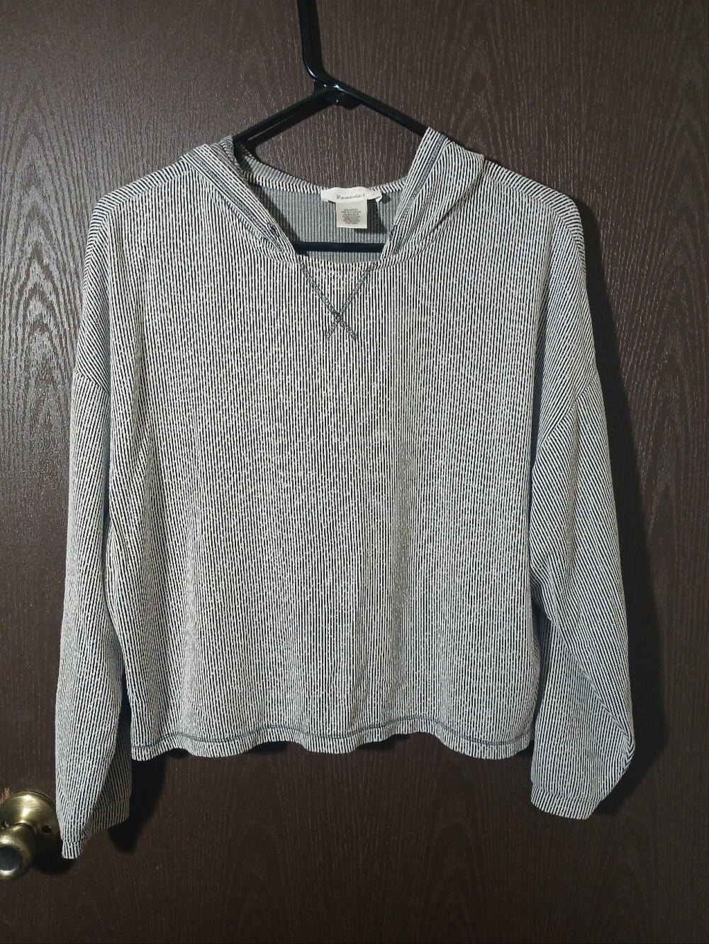 URBAN Romantics Striped Lightweight Hooded Pullover - Black & White